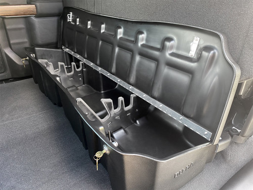 DU-HA 10410 - DÜHA Lockable Under Seat Storage fits 2019-2025 Chevy Silverado/GMC Sierra Light Duty Crew Cab & 2020-2025 Heavy Duty Crew Cab -- Black Heavy-Duty Back Seat Lockbox, Includes 2 Keys 