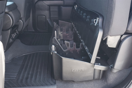 DU-HA 10410 - DÜHA Lockable Under Seat Storage fits 2019-2025 Chevy Silverado/GMC Sierra Light Duty Crew Cab & 2020-2025 Heavy Duty Crew Cab -- Black Heavy-Duty Back Seat Lockbox, Includes 2 Keys 
