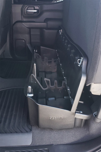 DU-HA 10410 - DÜHA Lockable Under Seat Storage fits 2019-2025 Chevy Silverado/GMC Sierra Light Duty Crew Cab & 2020-2025 Heavy Duty Crew Cab -- Black Heavy-Duty Back Seat Lockbox, Includes 2 Keys 