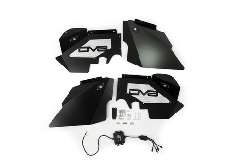 DV8 Offroad INFEND-01FBRL - Jeep JK Inner Fender Front Black W/Rock Lights 07-18 Wrangler JK Aluminum