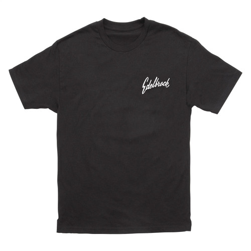 Edelbrock 289180 - Vic's Service Short Sleeve T-Shirt, 50% Cotton And 50% Polyester, Black, Medium (M)