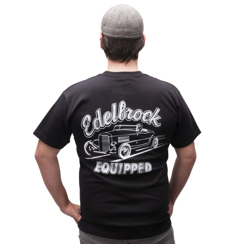 Edelbrock 98115 - Features a small offset  Equipped Logo on the front and a large  Equipped logo with 
a 1932 Ford on the back. Made with 100% durable, high quality pre-shrunk cotton