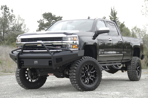 Fab Fours CH05-Q1362-1 - Elite Front Bumper; 2 Stage Black Powder Coated; w/Pre-Runner Grill Guard; Incl. Light Cut-Outs;