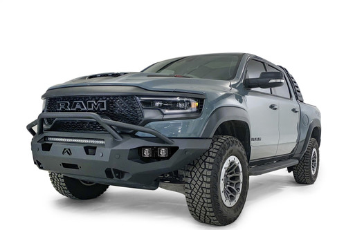 Fab Fours DX21-X5552-1 - Matrix Front Bumper; Pre-Runner Guard; Sensor Compatible; 2 Stage Matte Black Powder Coat;