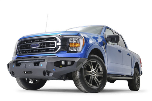 Fab Fours FF21-X4751-1 - Matrix Front Bumper; 2 Stage Black Powder Coat; No Guard; w/Sensor Holes; Compatible w/Adaptive Cruise Control; Accommodates Factory LED Fog Lights Or [3] 3X3 LED Cubes;