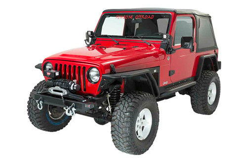 Fishbone Offroad FB21052 - Jeep TJ Winch Plate Steel 97-06 Wrangler TJ Black Textured Powdercoat Piranha Series  Offroad