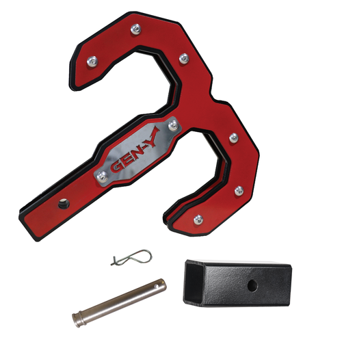 GEN-Y Hitch GH-0071-R - Gen-Y Hulk 2.0 16K Tow Hook 2in Shank w/GH-009 Reducer Sleeve/GH-099 Pin/GH-011 Clip - Black/Red