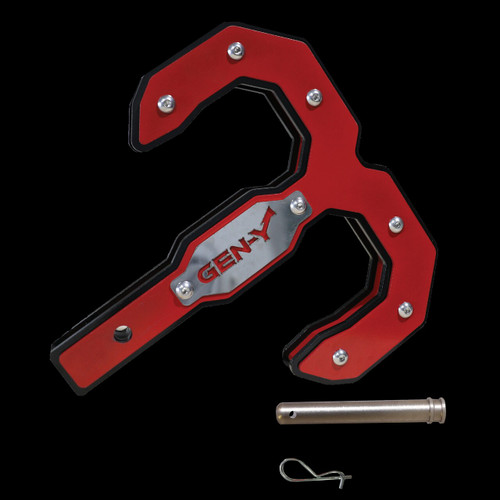 GEN-Y Hitch GH-0073 - Gen-Y Hulk 2.5 21K Tow Hook 2.5in Shank w/GH-099 Pin/GH-011 Twist Clip - Black/Red