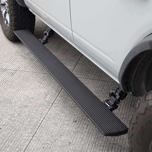 Go Rhino 20412974PC - RealTruck 21-24 Ford Bronco 4dr VoltStep Electric Running Board Kit (No Drill) - Tex. Blk