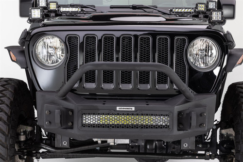 Go Rhino 331101T - 07-20 Jeep Wrangler JL/JLU/JK/JKU/Gladiator JT Rockline Front Stubby Bumper w/ Overrider