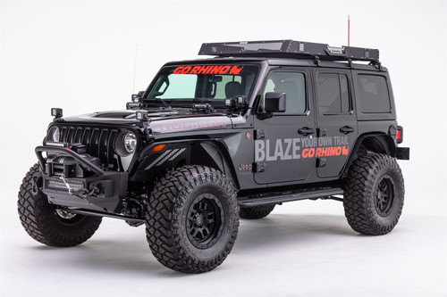 Go Rhino 331101T - 07-20 Jeep Wrangler JL/JLU/JK/JKU/Gladiator JT Rockline Front Stubby Bumper w/ Overrider
