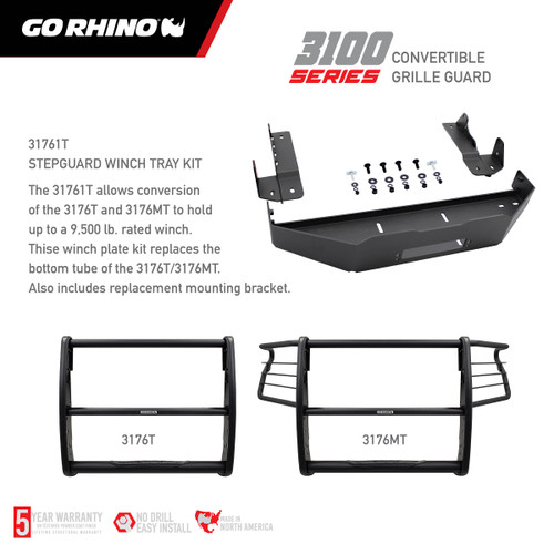 Go Rhino 31761T - 19-21 Chevrolet Silverado 1500 - 3100 Series StepGuard Winch Tray Kit (Fits 3176T/3176MT)