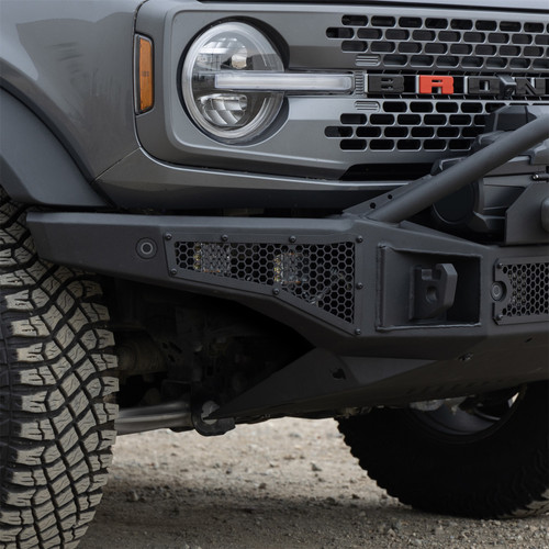 Go Rhino 331401T - 21-24 Ford Bronco (2 and 4 Door) Rockline Full Width Bumper w/ Overrider Bar