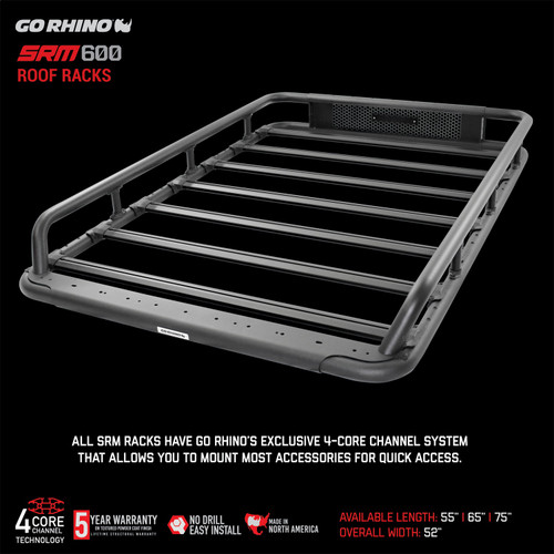 Go Rhino 5936055T - SRM 600 Basket Style Roof Rack 55in. - Tex. Blk