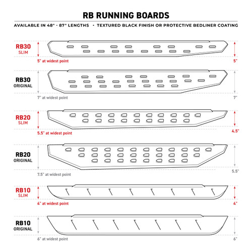 Go Rhino 63443973PC -  RB10 Running boards - Complete Kit: RB10 Running board + Brackets - Protective Bedliner coating