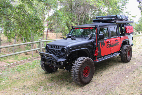 Go Rhino 69450673ST - 18-22 Jeep Wrangler JLU 4DR RB20 Slim Running Boards Kit (Incl. Brackets) - Bedliner Coat