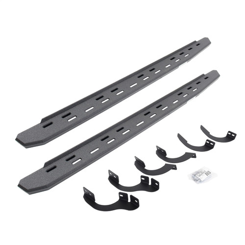 Go Rhino 69642568ST -  RB30 Slim Line Running Boards with Mounting Bracket Kit - Protective Bedliner Coating