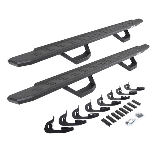 Go Rhino 6960588020T -  RB30 Running Boards with Mounting Brackets & 2 Pairs of Drops Steps Kit - Protective Bedliner Coating