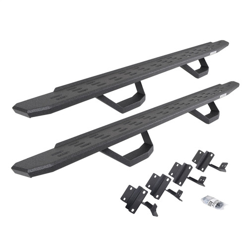Go Rhino 6961778020T -  RB30 Running Boards with Mounting Brackets & 2 Pairs of Drops Steps Kit - Protective Bedliner Coating