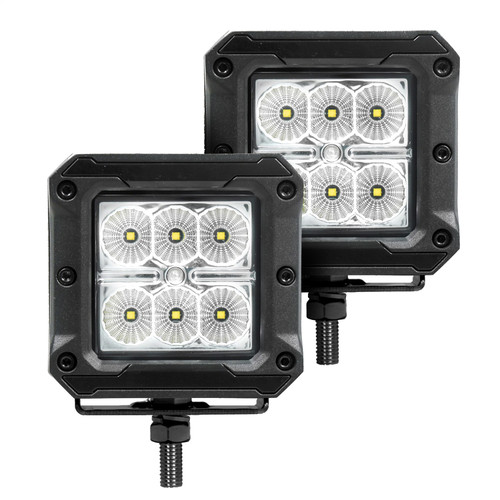 Go Rhino 751803023FCS - Xplor Bright Series Cube LED Flood Light Kit (Surface/Threaded Stud Mount) 3x3 - Blk (Pair)