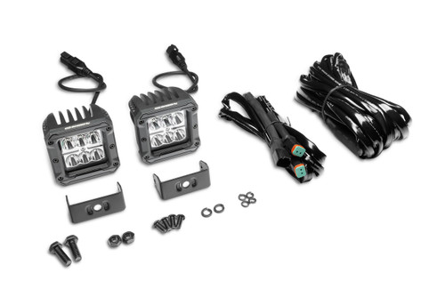 Go Rhino 751803023SCS - Xplor Bright Series Cube LED Spot Light Kit (Surface/Threaded Stud Mount) 3x3 - Blk (Pair)