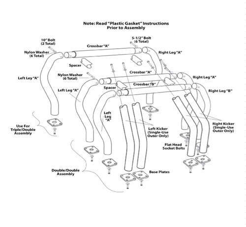 Go Rhino 9390C - RHINO Bed Bar - Kickers - Chrome