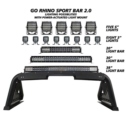 Go Rhino 918600PS - 20-20 Chevy 2500/3500 Sport Bar 2.0 Complete Kit w/Sport Bar + Retractable Light Mnt