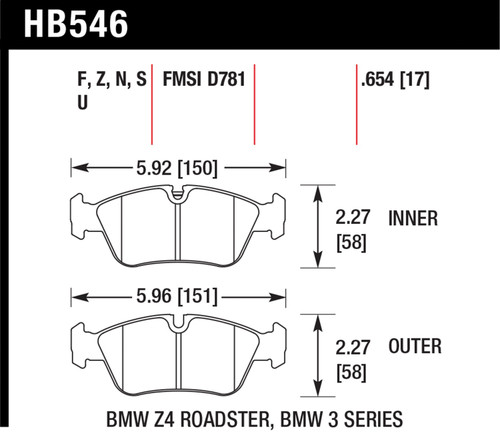 Hawk HB546Z.654 - Performance Ceramic Disc Brake Pad