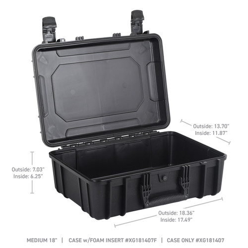 Go Rhino XG181407 - XVenture Gear Hard Case - Medium 18in. / Lockable / IP67 / Automatic Air Valve - Tex. Black