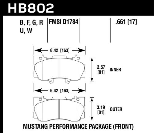 Hawk HB802G.661 - 15-17 Ford Mustang GT DTC-60 Race Front Brake Pads