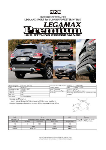 HKS 32018-AF017 - LEGAMAX Premium Subaru Forester 5AA-SKE
