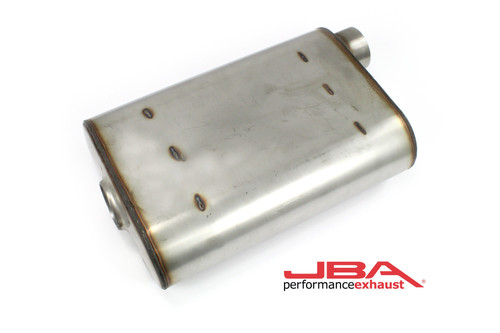 JBA 40-251400 - Universal Chambered Style 304SS Muffler 14x9.75x4 2.5in Inlet Diameter Offset/Offset