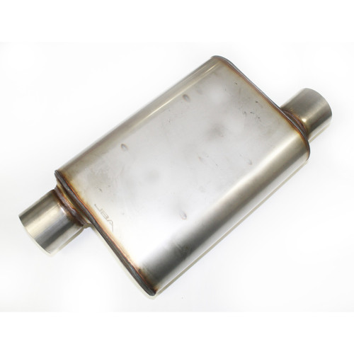 JBA 40-301300 - Universal Chambered Style 304SS Muffler 13x9.75x4in 3in Inlet Diameter Offset/Offset