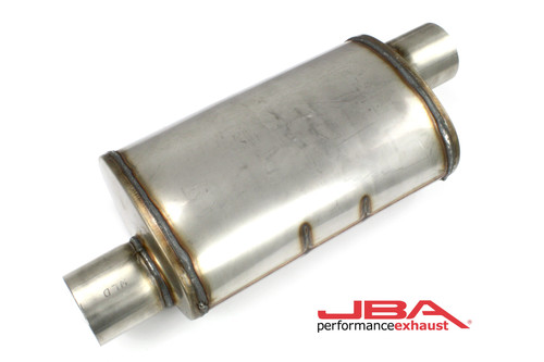 JBA 40-301400 - Universal Chambered Style 304SS Muffler 14x8x5 3in Inlet Diameter Offset/Offset