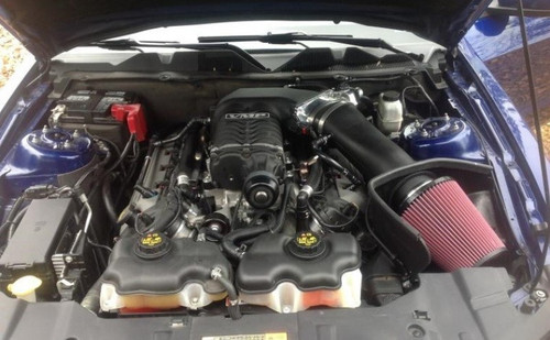 JLT CAIBA-FMG-11 - 11-14 Ford Mustang GT (w/Roush/Whipple S/C) Black Textured Big Air Intake w/Red Filter -Tune Req