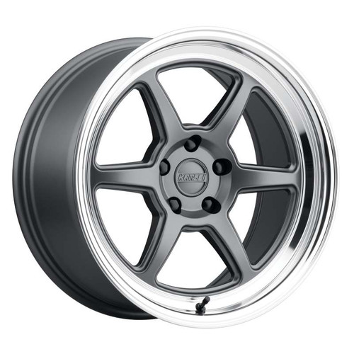 Kansei K14G-189518+38 - K14G Roku 18x9.5in / 5x120 BP / 38mm Offset / 72.56mm Bore - Grey & Machined Lip Wheel