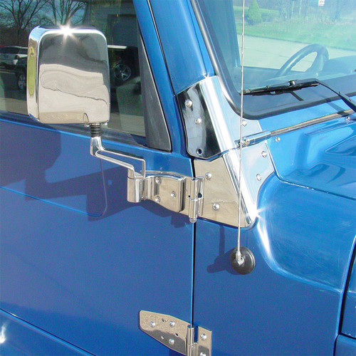Kentrol 30407 - JEEP CJ/YJ/TJ Lower Door Hinge Pair 76-06 CJ Wrangler YJ/TJ Polished Silver