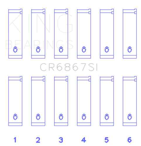 King Engine Bearings CR6867SI0.5 - Chrysler 215 Cid/241 Cid 24V (Size +0.50mm) Connecting Rod Bearing Set
