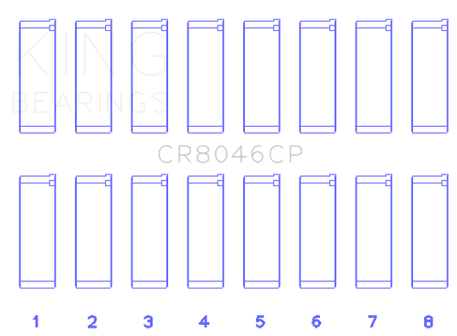 King Engine Bearings CR8046CP0.5 - Porsche M 48.00/M 48.50 (Size +0.50mm) Connecting Rod Bearing Set