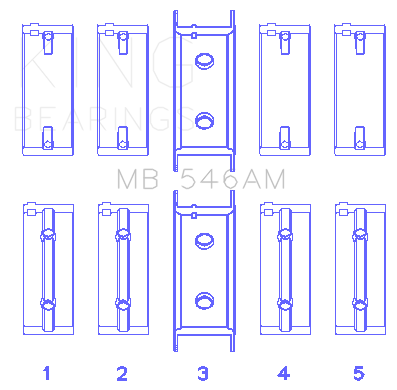 King Engine Bearings MB 546AM0.5 - MAIN BEARING SET For MITSUBISHI G25B, 4G54, 4G53