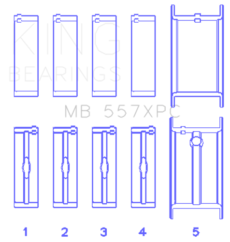 King Engine Bearings MB 557XPC - Main Bearing Set - Coated SBC w/350 Mains