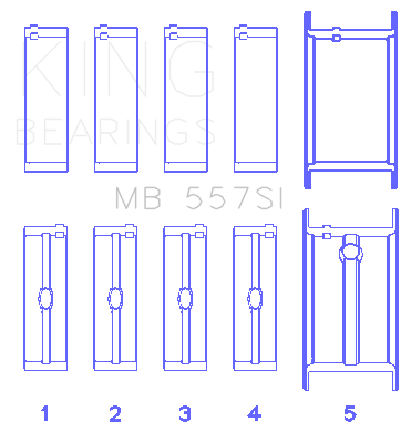 King Engine Bearings MB 557SI 001 - MAIN BEARING SET For GENERAL MOTORS 262, 267, 302, 307, 327, 350
