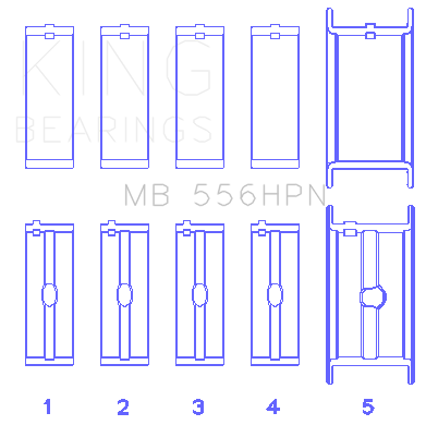 King Engine Bearings MB 556HPN 020 - MAIN BEARING SET For CHEVROLET 396-502 GEN IV, V, VI