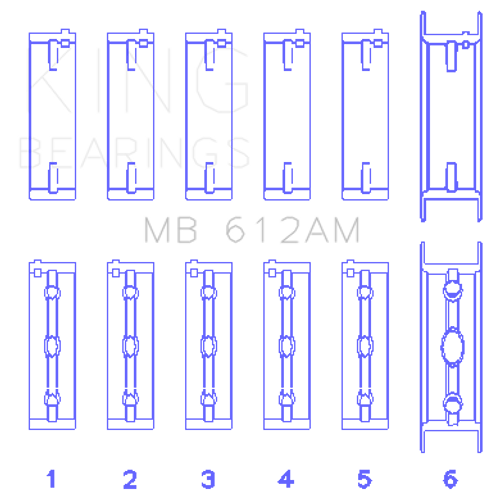 King Engine Bearings MB 612AM0.5 - MAIN BEARING SET For VOLVO 520, B5252, B5254F/T, B5234F/T