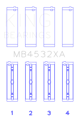 King Engine Bearings MB4532XA - King Mercedes-Benz OM 642.822/36/910/20/30/70 Main Bearing Set