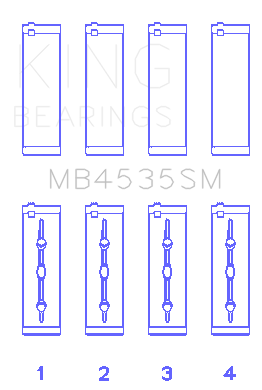 King Engine Bearings MB4535SM0.25 - Mercedes Benz M 276 DE35 (Size +0.25mm) Main Bearing Set