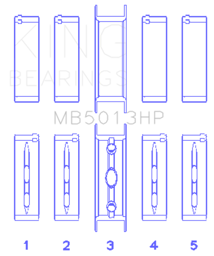King Engine Bearings MB5013HP010X - King Chevy LS1/LS2/LS4/LS6 Performance Main Bearing Set - Size 010X