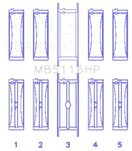 King Engine Bearings MB5116HP 010 - MAIN BEARING SET For CHRYSLER 426CI, 440CI V8 OHV