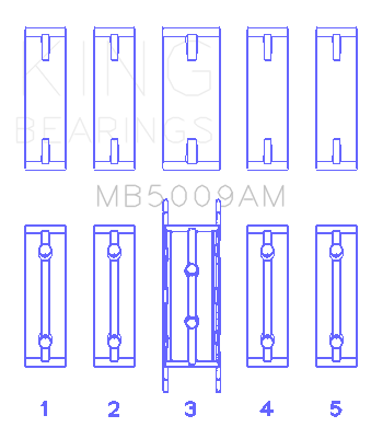 King Engine Bearings MB5009AM0.5 - Ford Fiesta 1.25I (ZETec/Ecoboost 1.6) (Size +0.50mm) Main Bearing Set