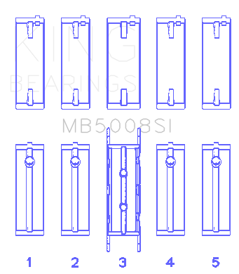 King Engine Bearings MB5008SI0.5 - Ford ZETec 1.6/1.8/2.0 (Size +0.50mm) Main Bearing Set